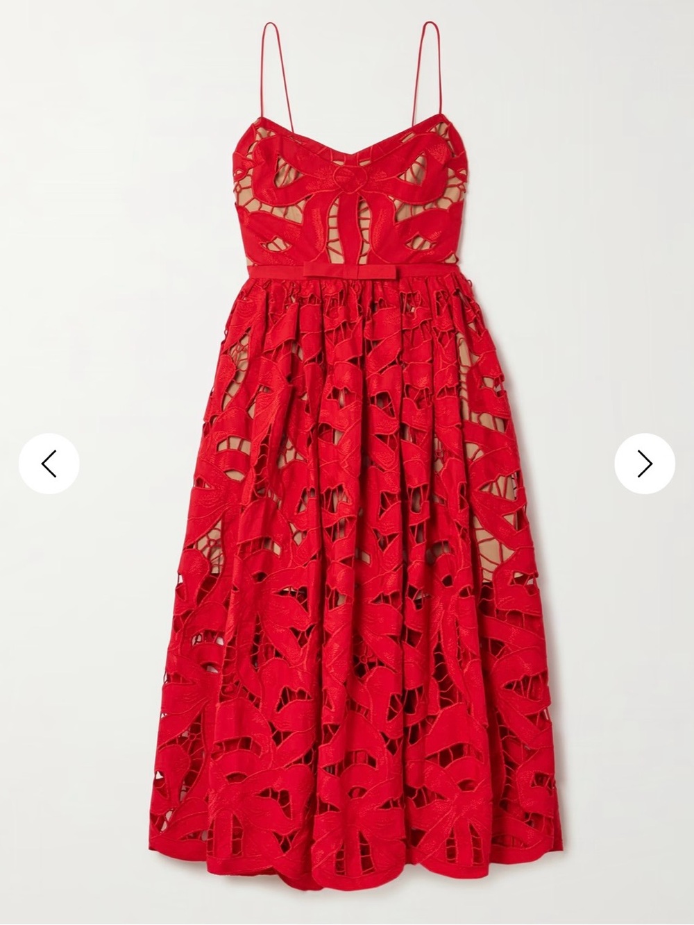 Self-Portrait Red Bow Embroidered Midi Dress size 12